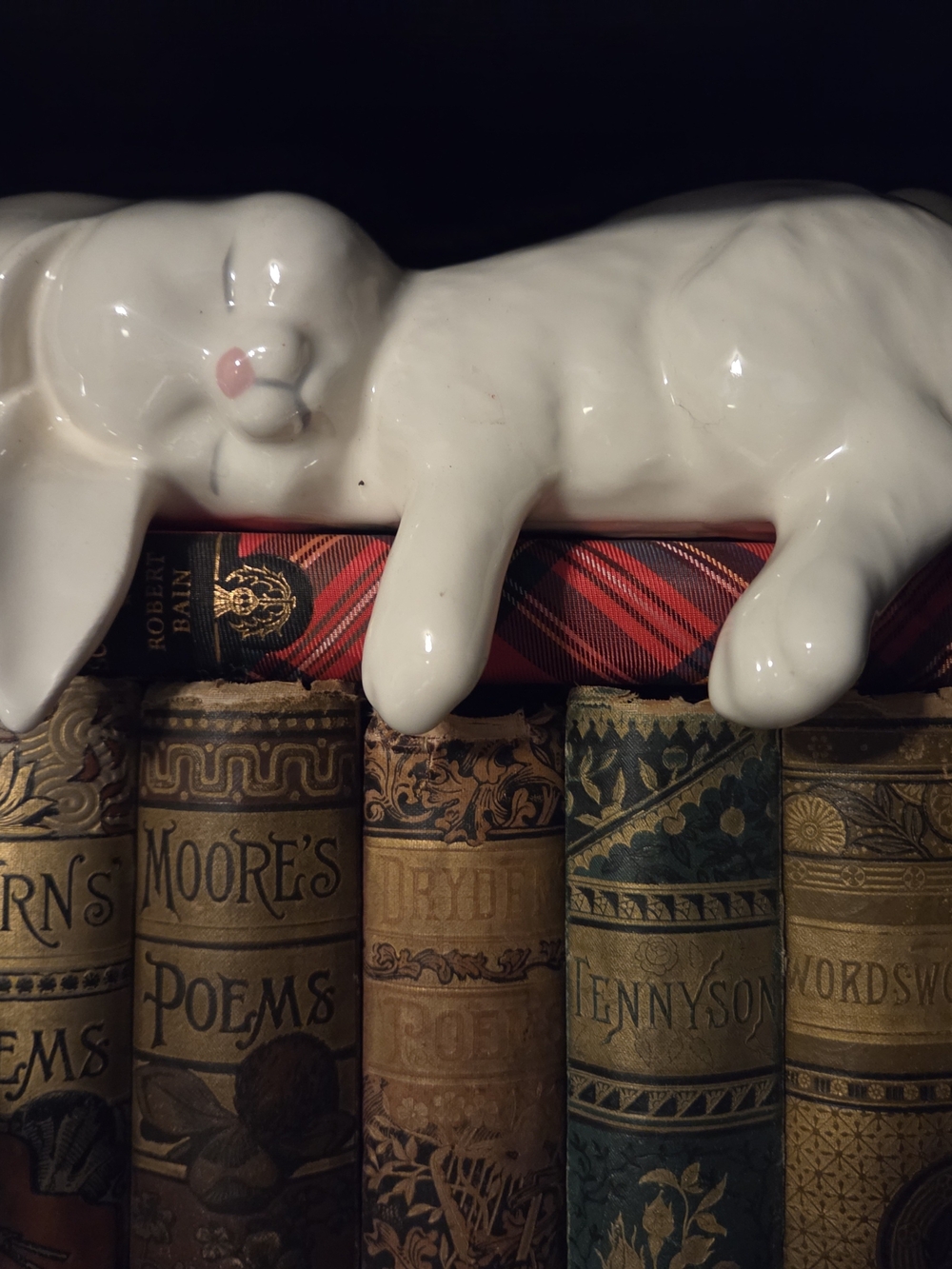 White Ceramic Bunny Shelf Decor - Glossy White Shelf Sitter